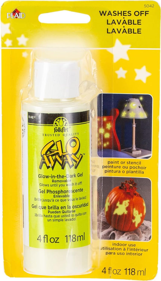 Plaid Glo-Away Washable Acrylic Paint (4-Ounce), 5042 Glow-in-the-Dark White