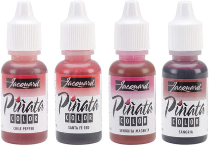 Jacquard Pinata Alcohol Inks Reds Bundle, Sangria, Santa Fe Red, Chili Pepper, Senorita Magenta and 10X Pixiss Ink Blending Tools