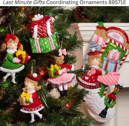 Bucilla Felt Applique 18" Stocking Making Kit, Last Minute Gifts, Perfect for DIY Arts and Crafts, 89557E