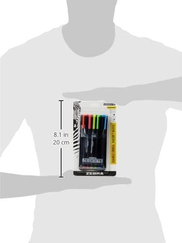 Zebra Pen Zebrite Double-Ended Highlighter, Medium Chisel Point and Fine Point, Assorted Colors, 5-Count