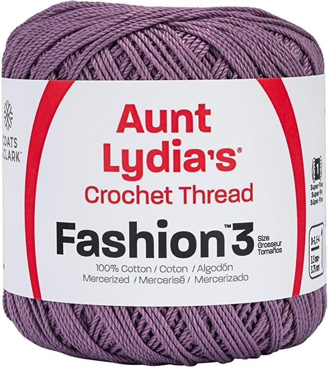 Aunt Lydia Fashion Plum Crochet - 3 Pack of 150y/137m - Cotton - Gauge 3 - Crochet