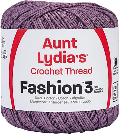 Aunt Lydia Fashion Plum Crochet - 3 Pack of 150y/137m - Cotton - Gauge 3 - Crochet