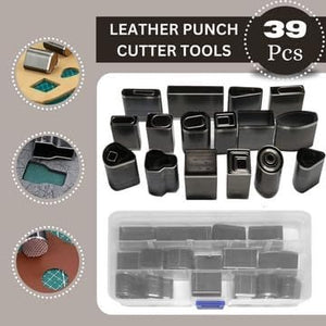 Leather Tools for Leather Working by Pixiss - Leather Hole Punch Tool with 39 bits, Mallet Hammer, Aleene's Leather Glue Adhesive (4 fl oz), and 2x Leather Burnishing Tool - Leather Stamping Tools Kit