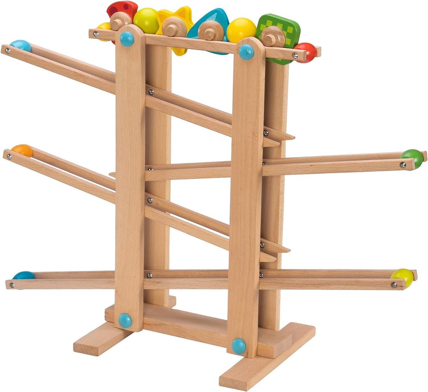 Fat Brain Toys Roll 'n Go Wooden Marble Run - Back-and-Forth Ball Track for Toddlers