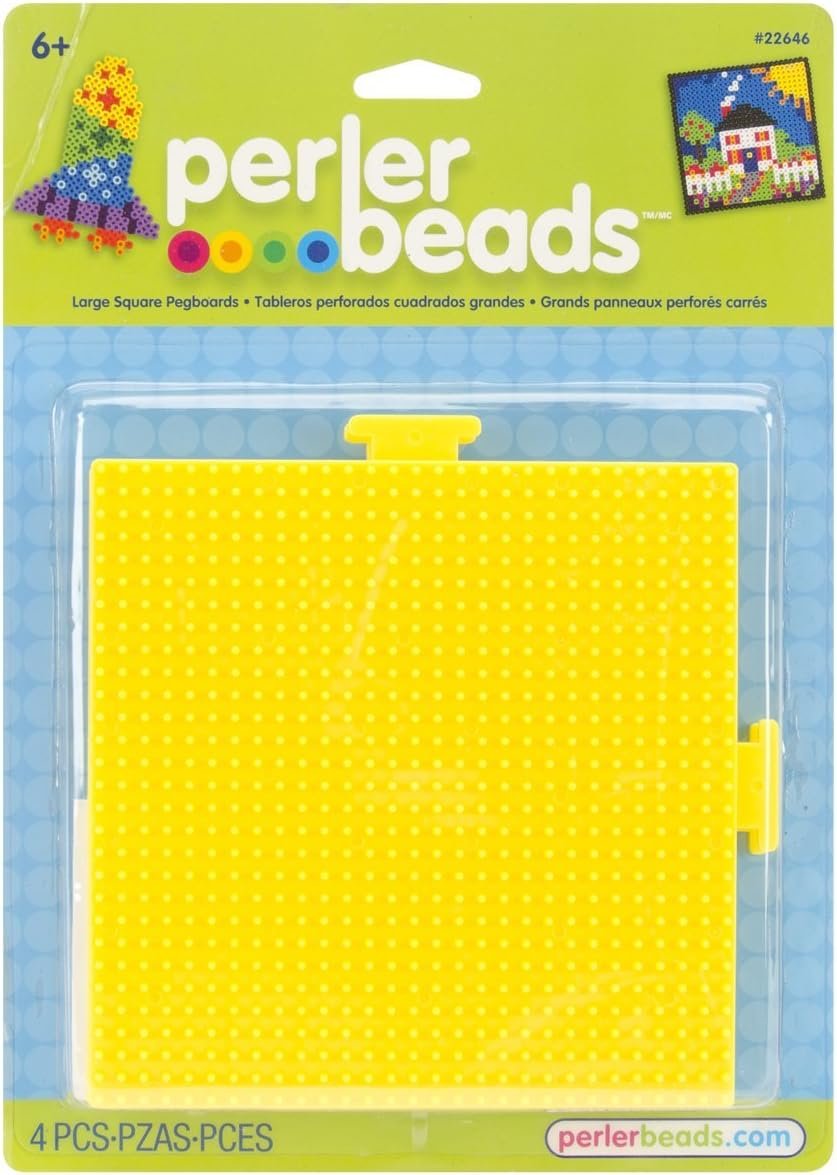 Perler Beads Yellow Square Pegboards, 2pc, 5.7'' L x 5.7'' H