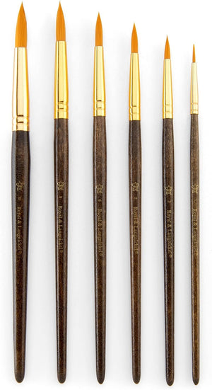 Royal & Langnickel Gold Royal Zip N' Close Taklon Round 6-Piece Brush Set, 10.5 x 2.9 x 0.5