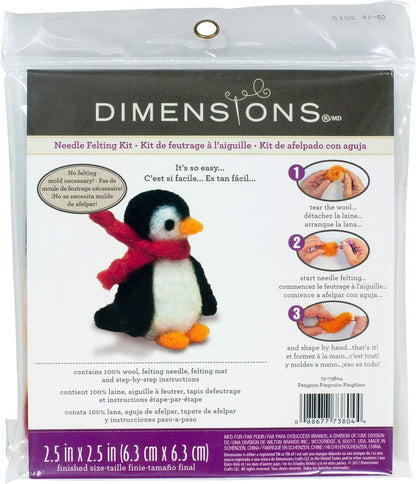Dimensions Penguin Felt Animals Needle Felting Kit, 2.5'' x 2.5''