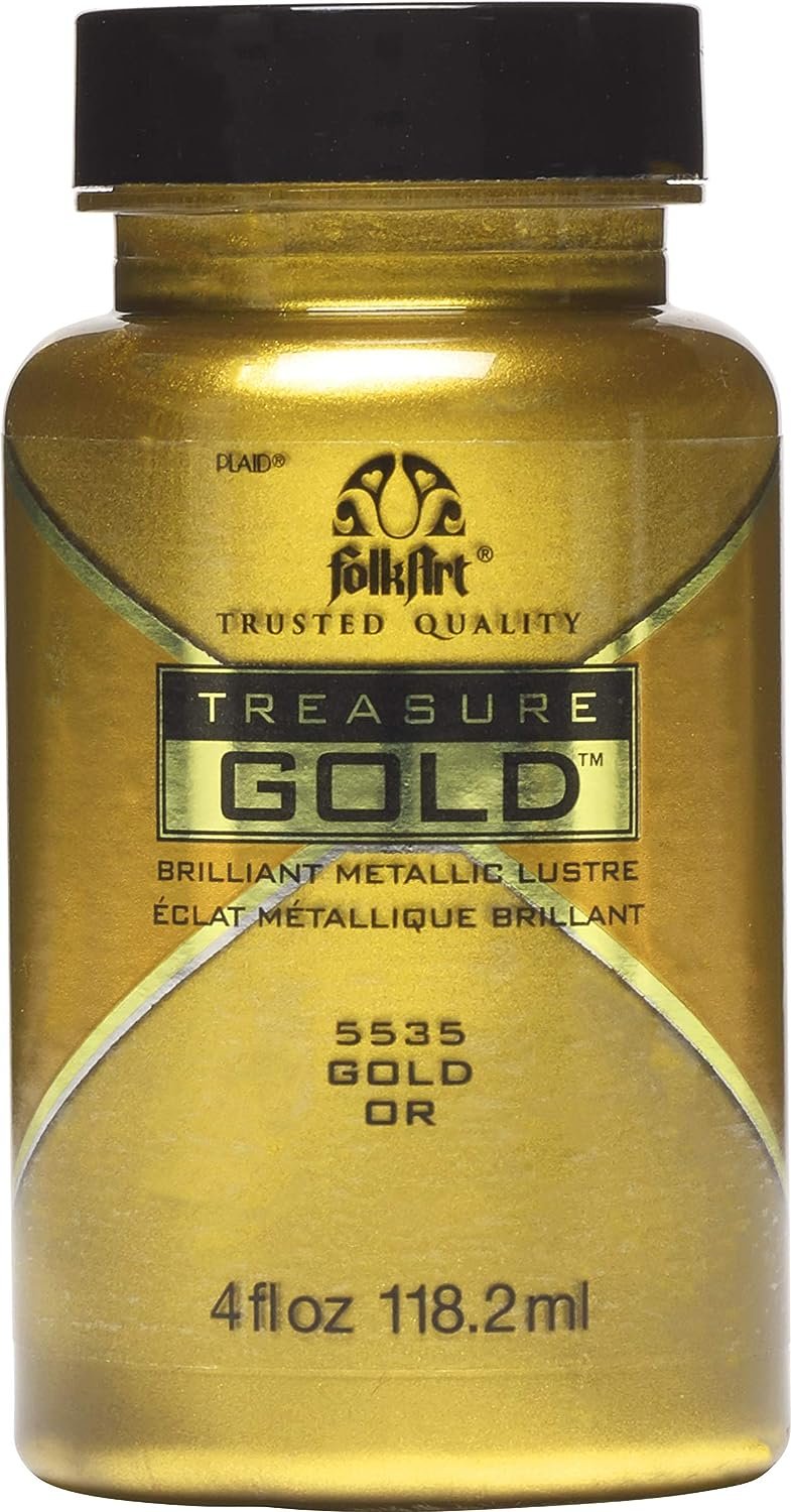 FolkArt, Platinum Assorted Crafts, 2 fl oz Treasure Gold Paint, (Pack of 1)