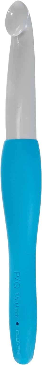 Clover Needlecraft Amour Crochet Hook: 15.00mm, 15 mm, Blue & White