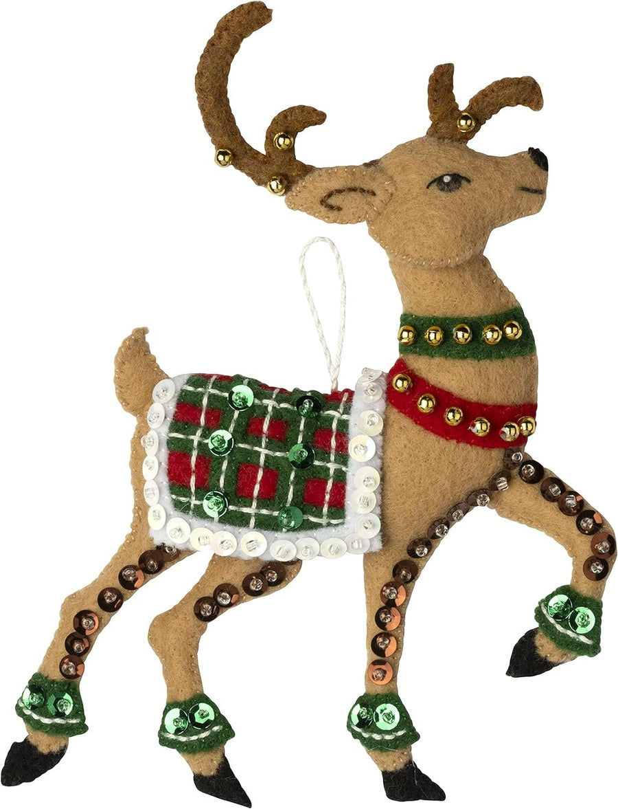 Bucilla Felt Applique 6 Piece Ornament Making Kit, Festive Reindeer, Perfect for DIY Arts and Crafts, 89299E