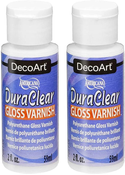 DecoArt American DuraClear Gloss Varnishes and Sealer, 2X 2-Ounce, 10 Piece Brush Set