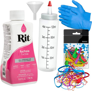 Rit Dye Liquid All-Purpose Dye 8oz, Pixiss Tie Dye Accessories Bundle with Rubber Bands, Gloves and Squeeze Bottle