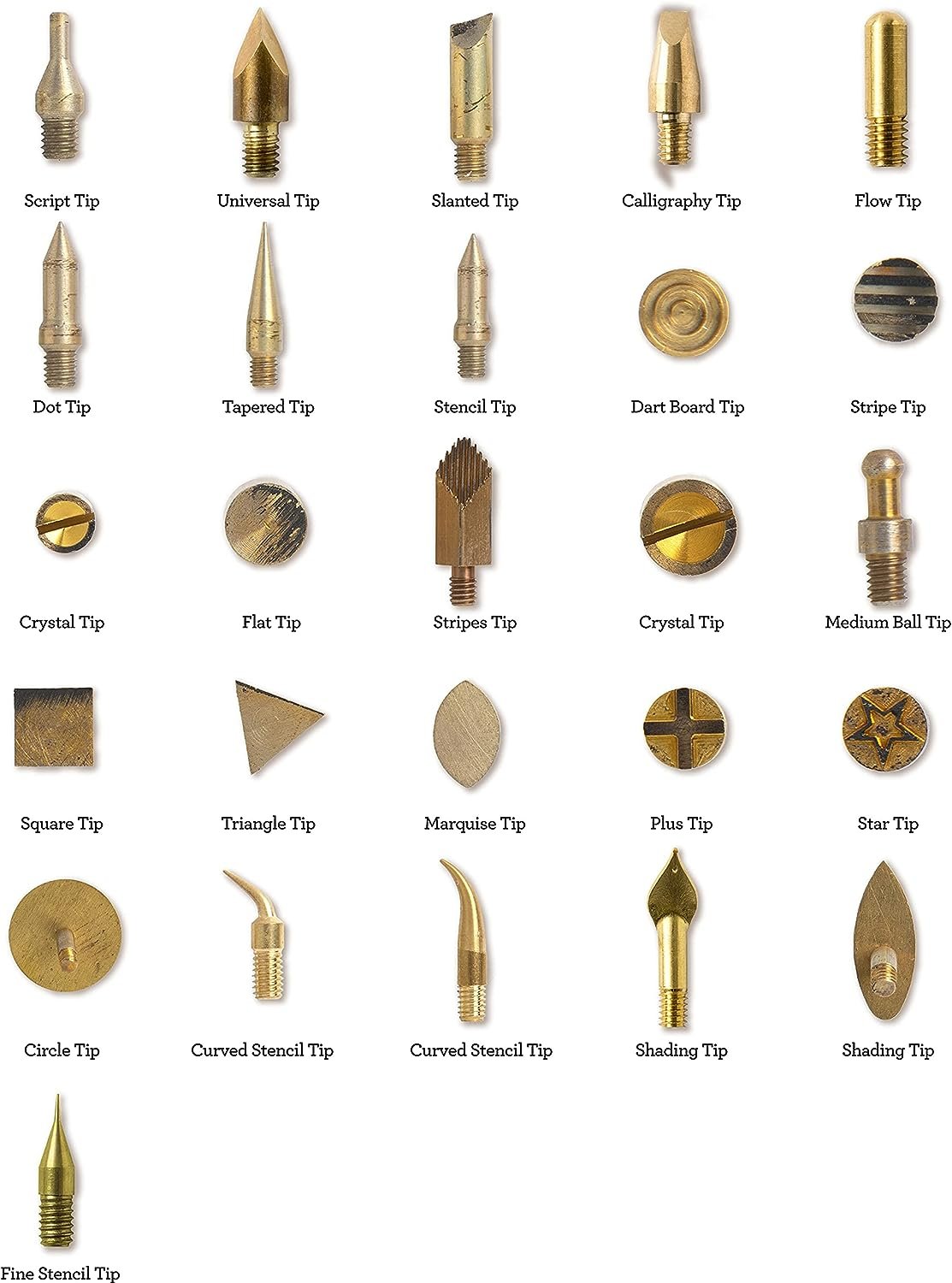 Plaid Wood Burning Tool Tip Set, Set of 26, Gold