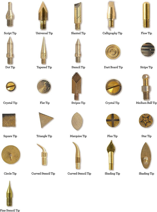 Plaid Wood Burning Tool Tip Set, Set of 26, Gold