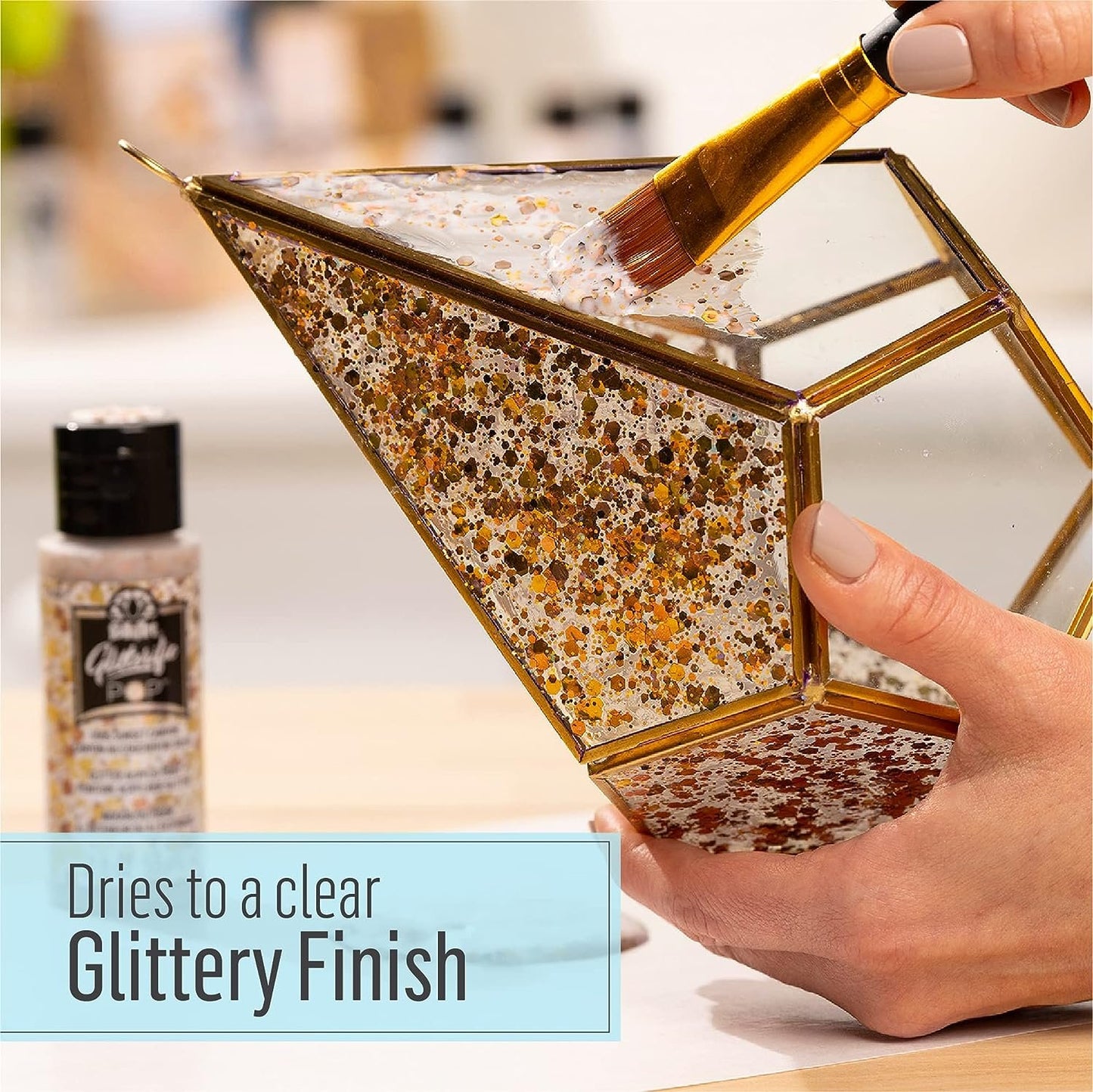 FolkArt Glitterific Pop Acrylic Craft Paint, Silver Lining 2 fl oz Premium Glitter Finish Paint, Perfect For Easy To Apply DIY Arts And Crafts, 12003