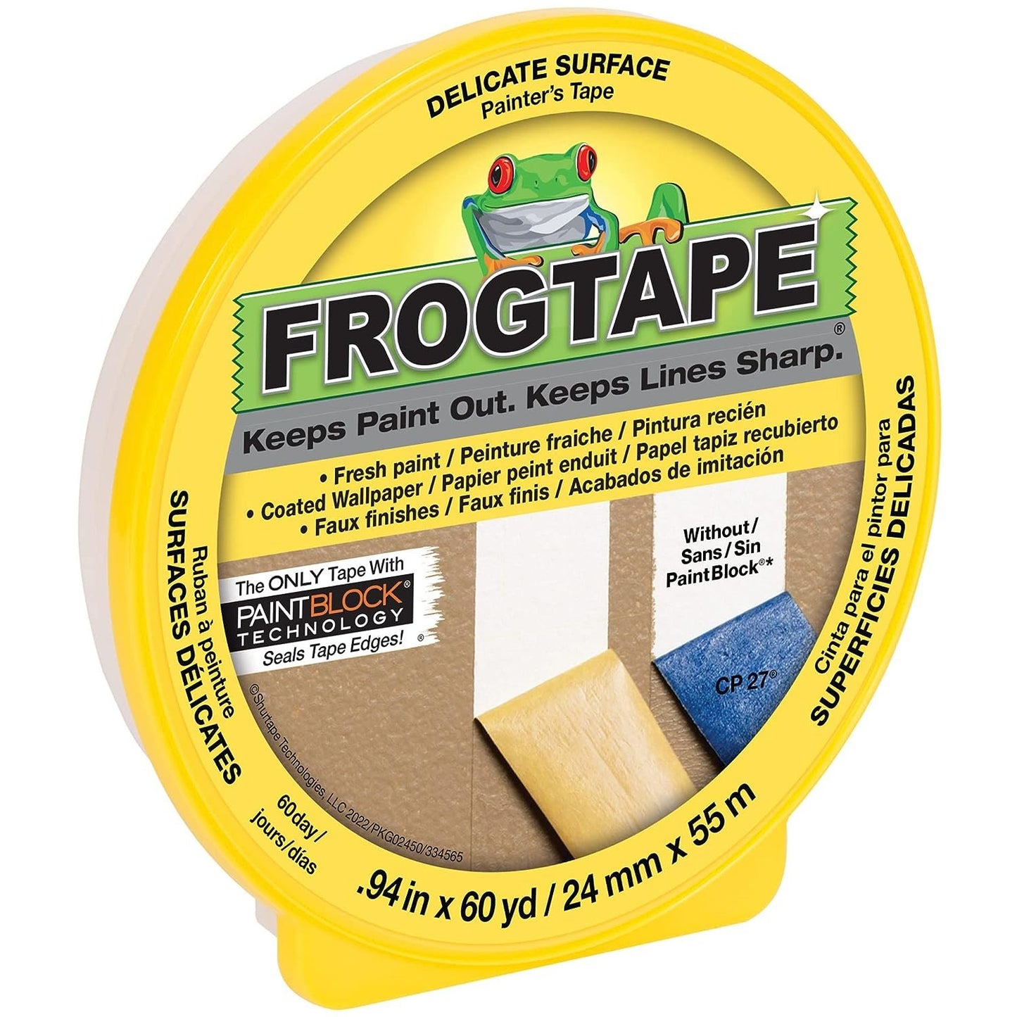 FROGTAPE 280220 Delicate Surface Painter's Tape with PaintBlock.94 inch width, Yellow