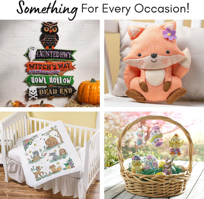 Bucilla 18-Inch Christmas Stocking Felt Applique Kit, Down The Chimney, Blue, White and Red