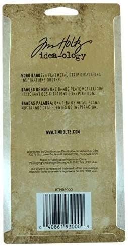 Metal Word Bands by Tim Holtz Idea-ology, 12 per Pack, 2-3/8 x 3/8 Inches, Antique Nickel Finish, TH93000,Silver