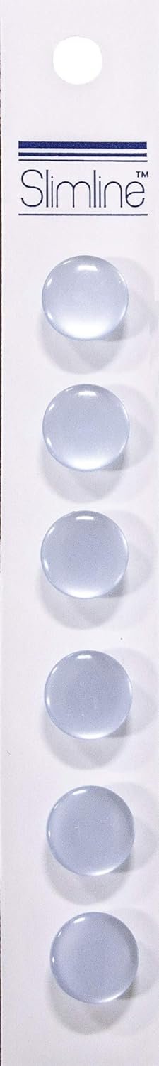 BERWICK OFFRAY Buttons Slimline LT 1, Light Blue Shank 1/2" 6/Pkg