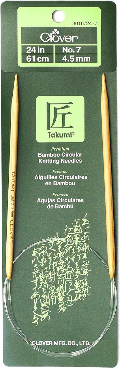 CLOVER 3016/24-7 Takumi Bamboo Circular 24-Inch Knitting Needles, Size 7