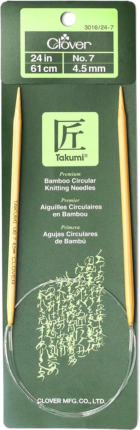 CLOVER 3016/24-7 Takumi Bamboo Circular 24-Inch Knitting Needles, Size 7