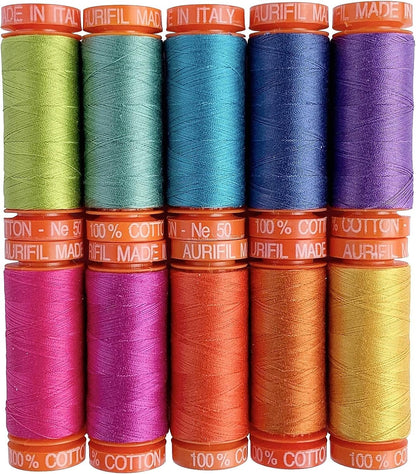 Aurifil Tula Pink Dragon's Breath Thread Set 10 Small spools 50wt Cotton Thread,Assorted,TP50DB10
