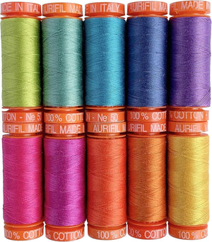 Aurifil Tula Pink Dragon's Breath Thread Set 10 Small spools 50wt Cotton Thread,Assorted,TP50DB10