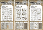 Tim Holtz - Nine Mini Layering Stencils - Industrial, Gears, Plus, Clockwork, Numbered, Crackle, Typo, Splatters and Bricked - aka sets 1, 2 & 3