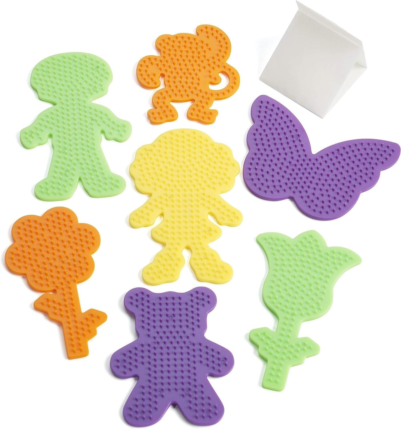 Perler 22645 Fuse Bead Pegboards 7-Pack-Boy/Girl/Bear/Monkey/Butterfly/2 Flowers