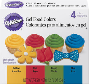 Wilton Primary Icing Colors, 4-Piece - Gel Icing Colors, Yellow, red, green and blue