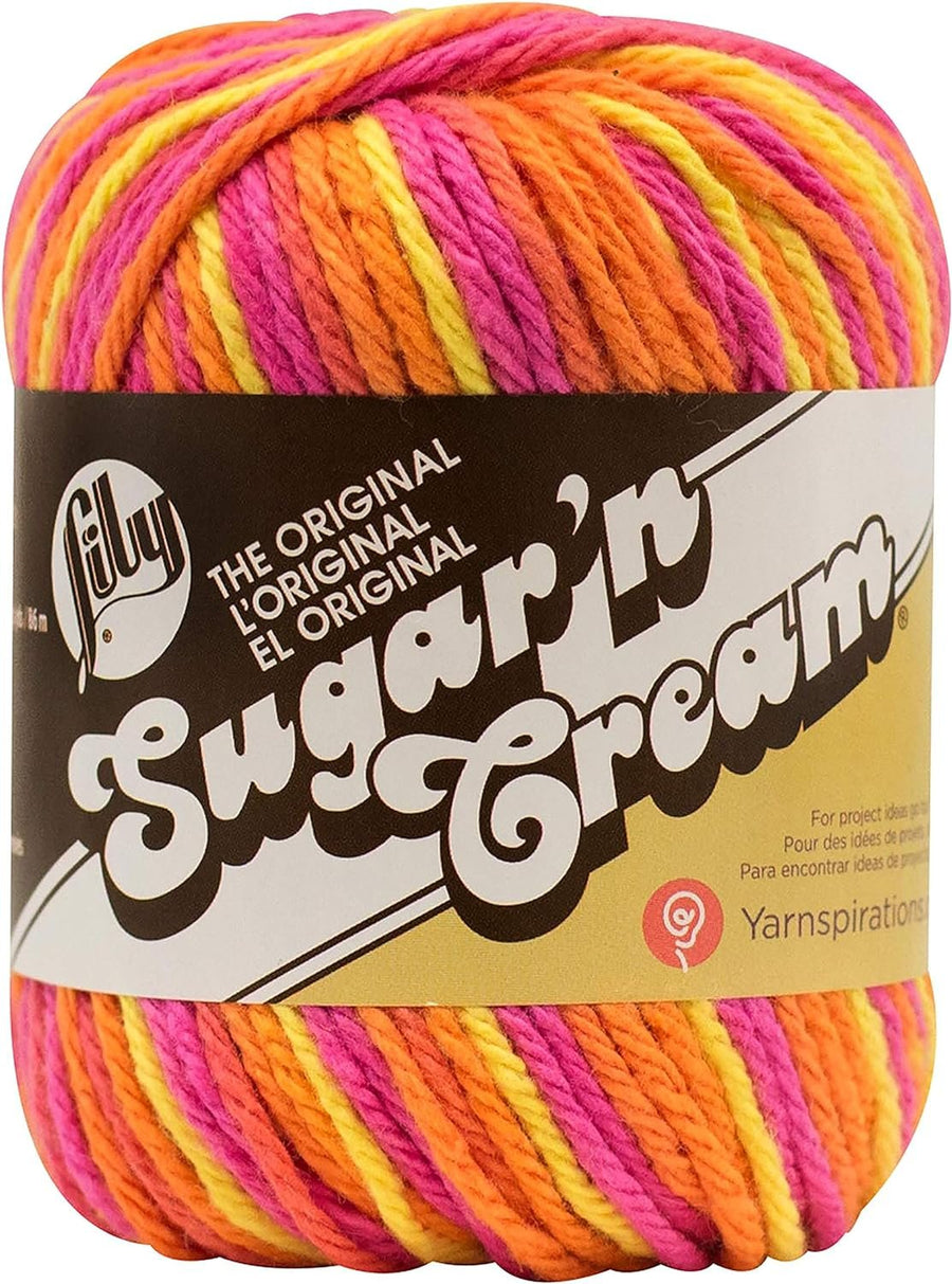 Lily Sugar 'N Cream The Original Ombre Yarn, 2oz, Gauge 4 Medium, 100% Cotton, Playtime - Machine Wash & Dry
