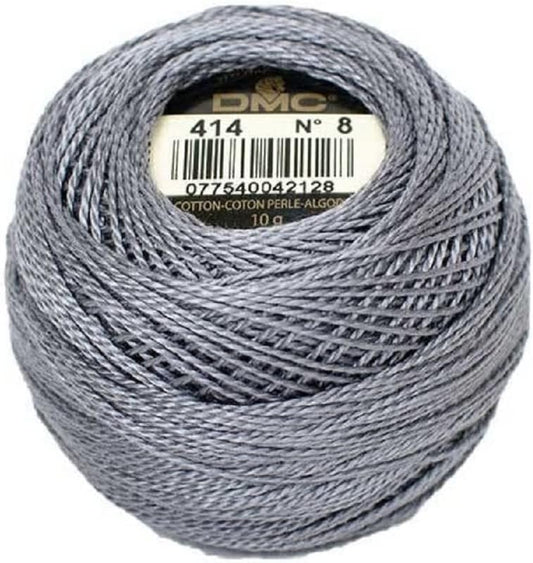 DMC 116 8-414 Pearl Cotton Thread Balls, Dark Steel Grey, Size 8
