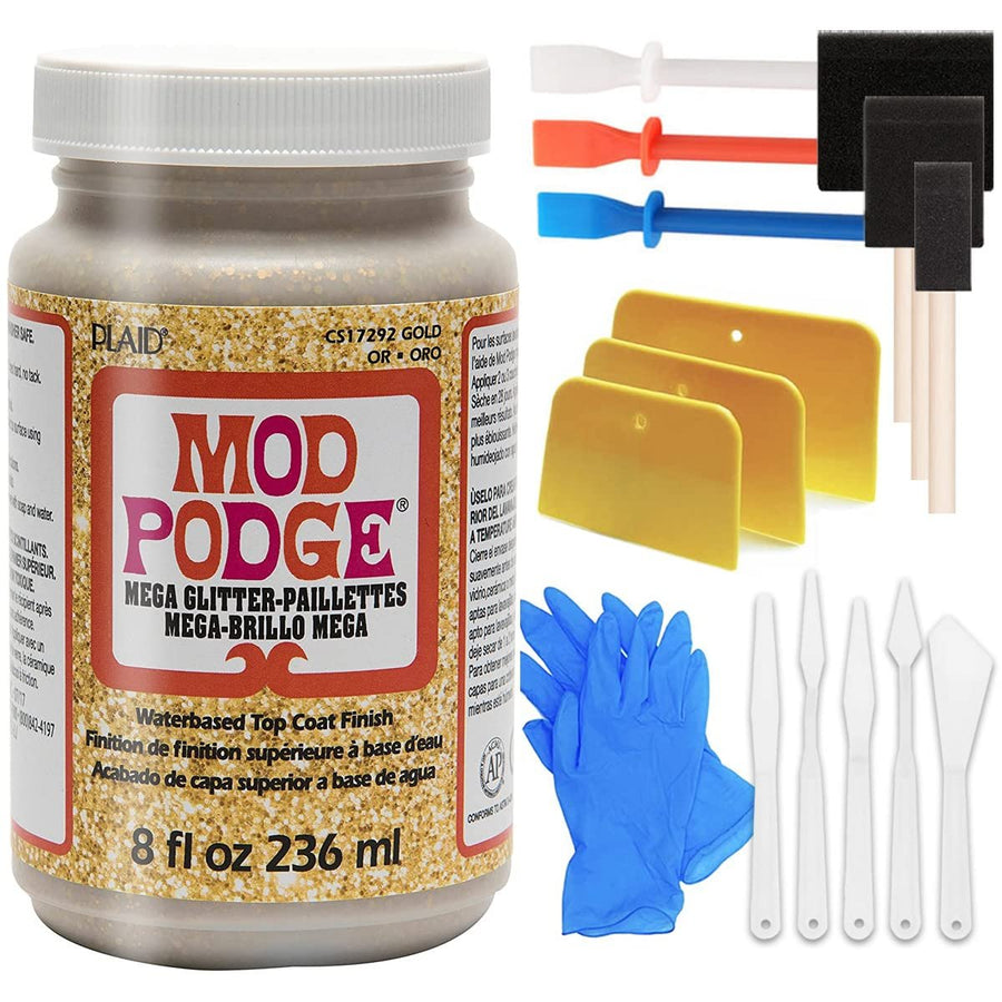 Mod Podge Puzzle Saver Glue Kit, Adhesive Brushes for Jigsaw Puzzles, Boards, Mats, Pixiss Accessory Kit with Glue Spreaders, Gloves, Brushes, Palette Knife Set