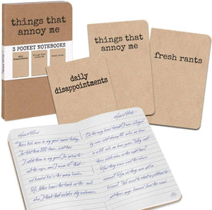 Archie McPhee 3 Grump Notebooks, Things That Annoy Me, 3 Pack