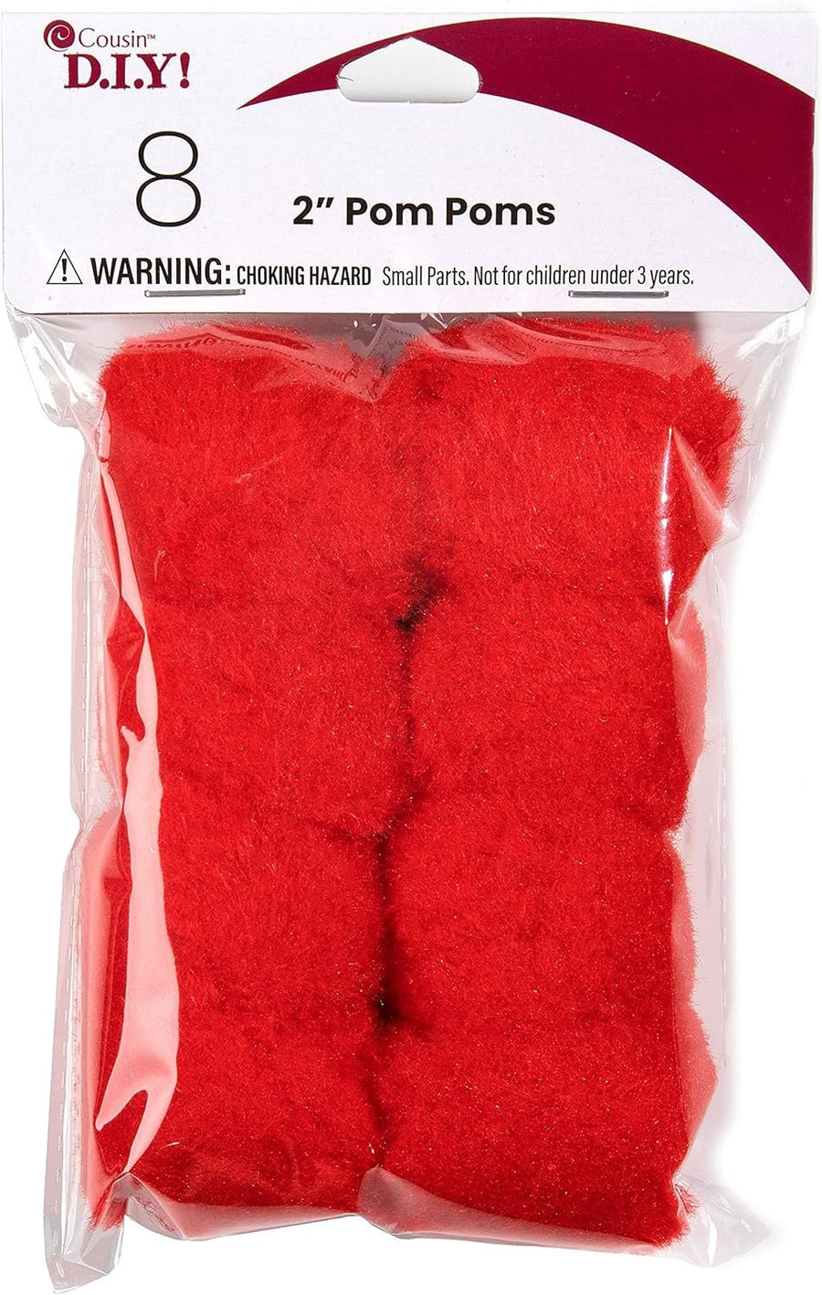 Cousin DIY Red 2 inch Poms, 8 Pack