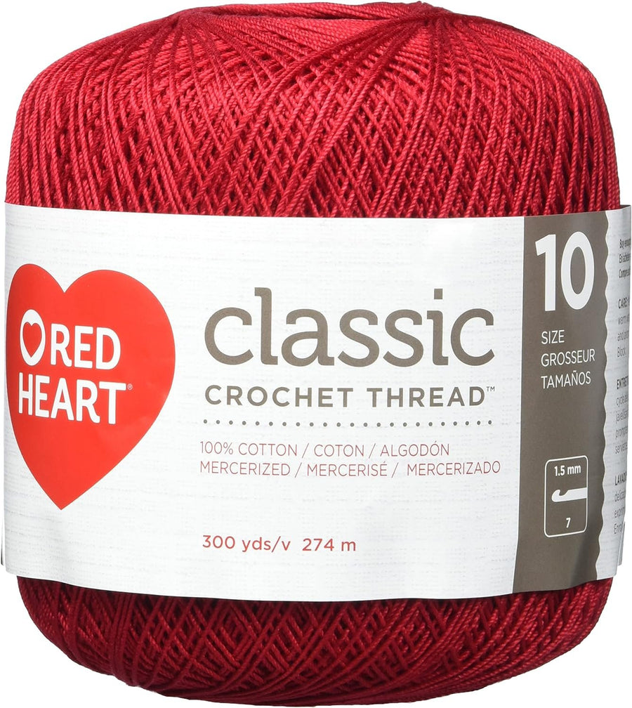 RED HEART Classic Crochet Thread, 10, Victory Red, 900 Foot