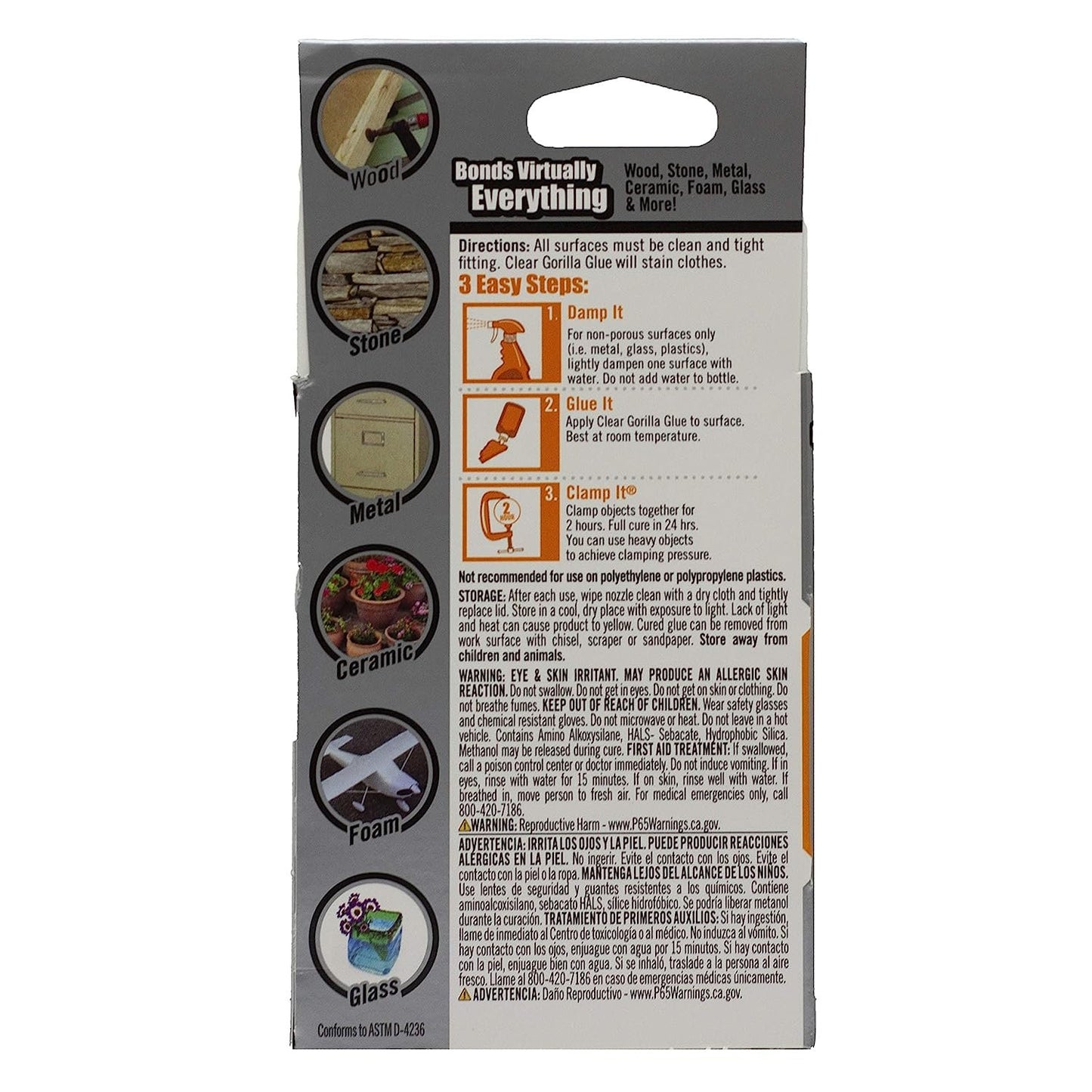 Gorilla Clear Glue, 1.75 ounce Bottle, Clear (Pack of 1)