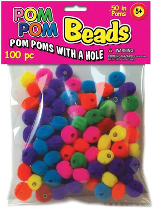 Pepperell Pom-Pom Beads .5" 100/Pkg, Assorted