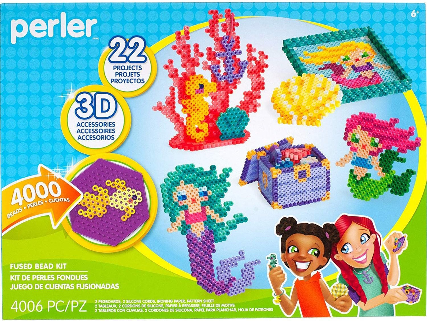 Perler Beads 3D Ocean and Mermaid Fuse Bead Kit, 4006pcs, 22 Projects