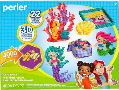 Perler Beads 3D Ocean and Mermaid Fuse Bead Kit, 4006pcs, 22 Projects