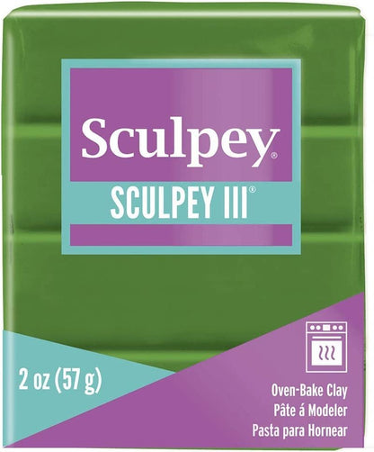Sculpey III Polymer Oven-Bake Clay, Leaf Green, Non Toxic, 2 oz. bar, Great for modeling, sculpting, holiday, DIY, mixed media and school projects.Great for kids & beginners!