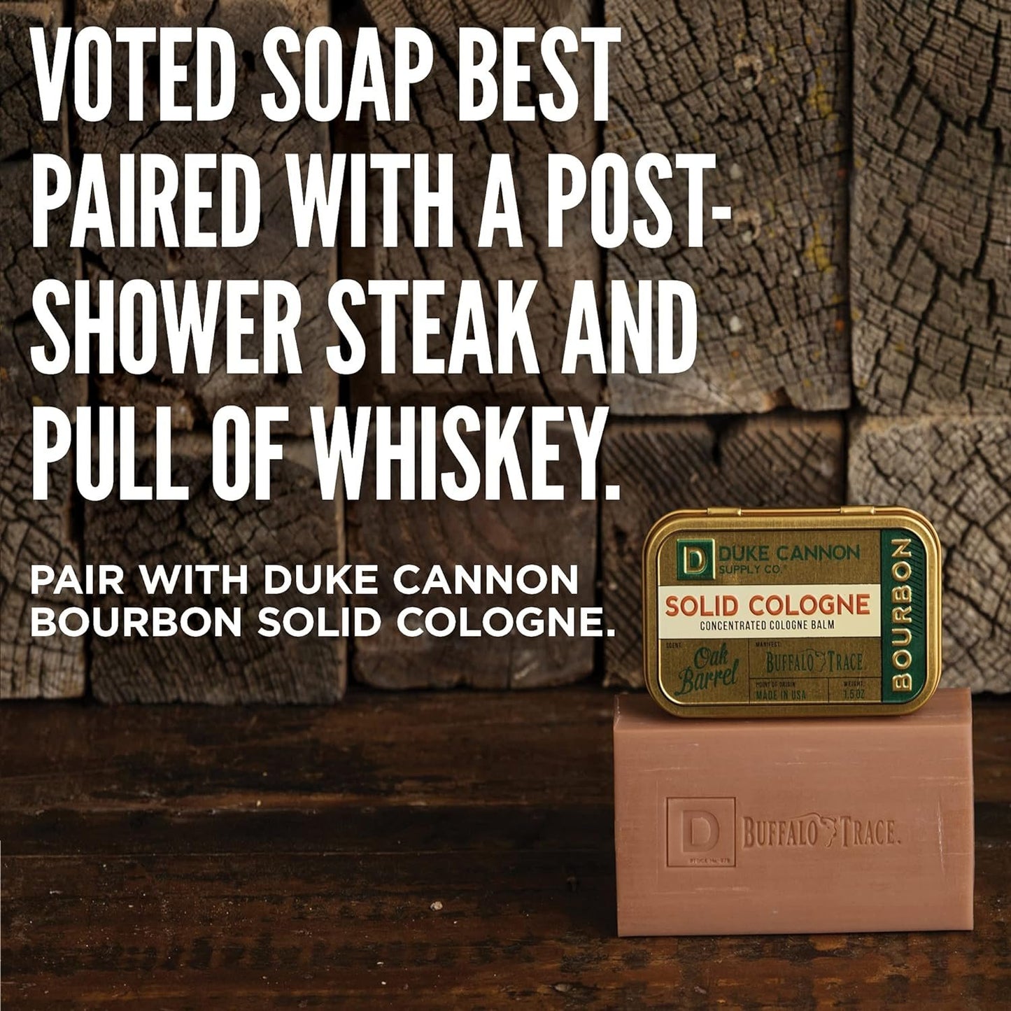 Duke Cannon Supply Co. Big Ass Brick of Soap Bar for Men Special Holiday Edition Big American Bourbon Made w/ Buffalo Trace (Charred Oak Barrel Scent) Multi-Pack - Superior Grade, 10 oz (3 Pack)