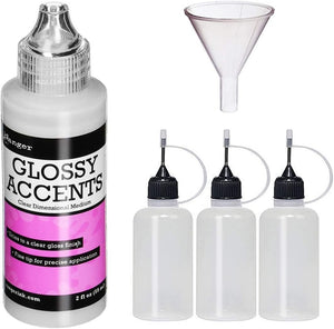 Glossy Accents 2-Ounce, 3 Pixiss 20 Milliliter Applicator and Refill Bottles and 1.5-Inch Funnel