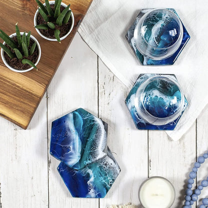 PIXISS Hexagon Ceramic Coasters with Cork Backing - 50