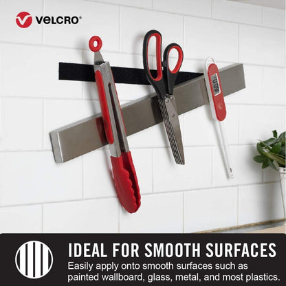 VELCRO Brand 1in x 3/4in Industrial Fasteners | Low Profile Thin Design | Professional Grade Heavy Duty Strength | Indoor Outdoor Use Ovals, 10 Sets, Black
