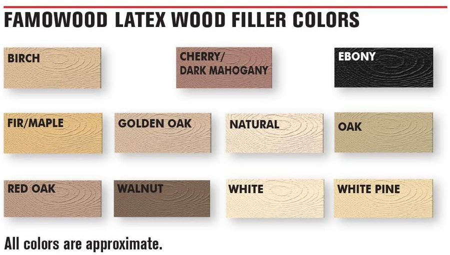 FamoWood 40022112 Latex Wood Filler - Pint, Cherry/Dark Mahogany