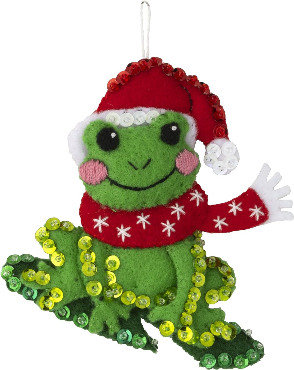 Bucilla Felt Applique 6 Piece Ornament Making Kit, Hoppy Holidays, Perfect for DIY Arts and Crafts, 89468E