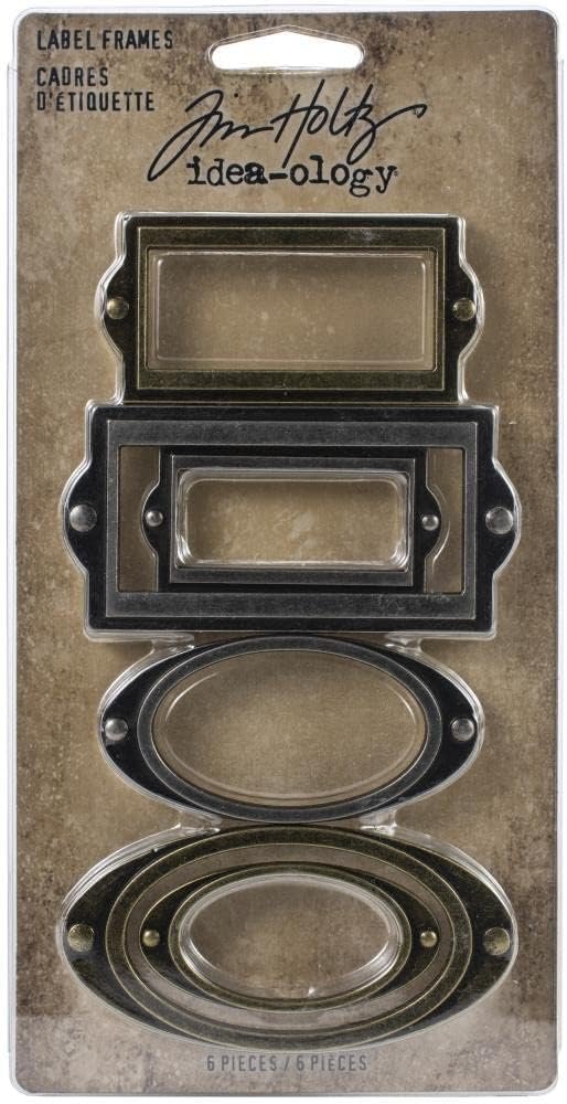 Idea-ology Tim Holtz 2023 Quote Chips Labels and Metal Label Frames - 2 item bundle