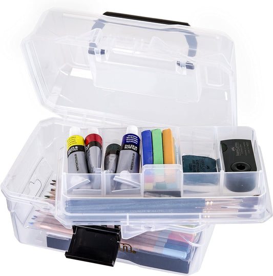ArtBin 6890AG Small Project Box, Portable Art & Craft Organizer with Lift-Out Tray, [1] Plastic Storage Case, Clear