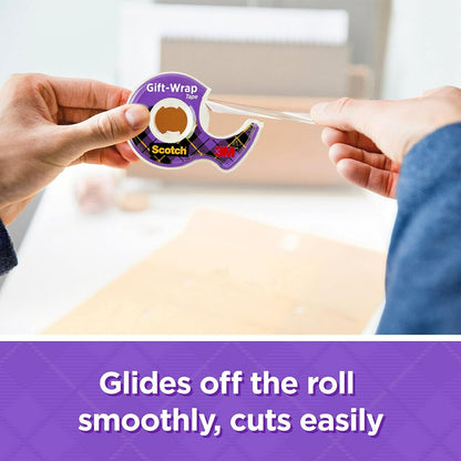 Scotch Gift Wrap Tape, 1 Roll, The Go-To Tape for the Holidays, The go-to tape for the holidays, Gives gifts a smooth, finished look, Gives gifts a smooth, finished look,3/4 x 650 Inches, Dispensered (15)